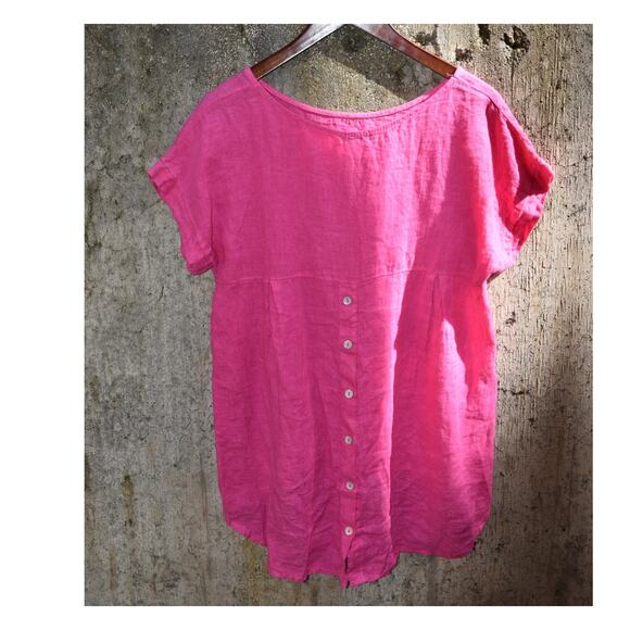 Terzo Millennio Fuchsia Linen High-Low Button Back Top – Women’s Size S - Picture 2 of 4